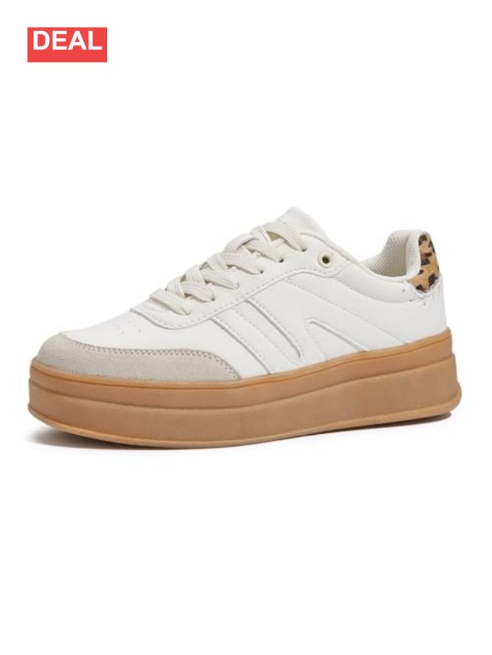 Platform Retro Fashion Sneakers Cow Suede Faux Leather Lace-Up